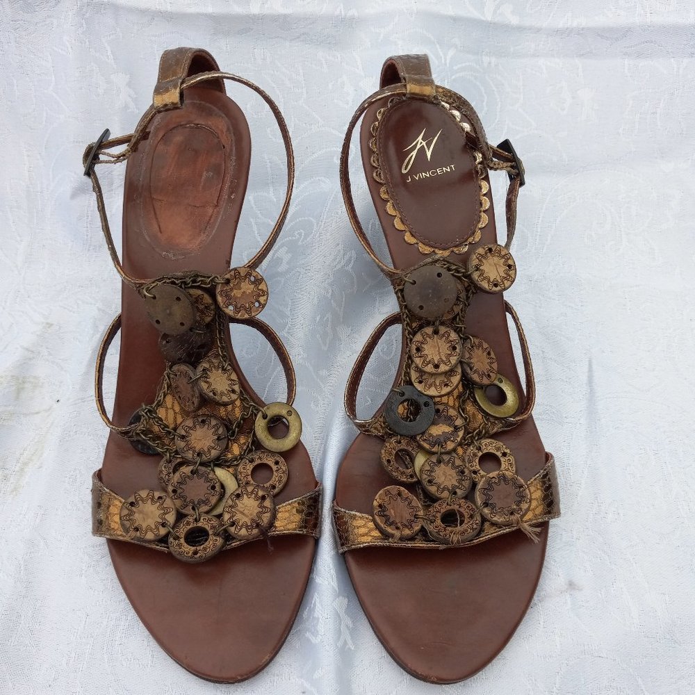 J. Vincent Embellished Mackenzie Heeled Sandals 6.5